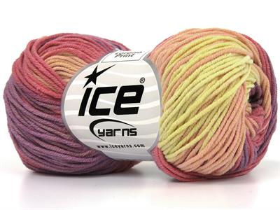 Lot of 8 Skeins Ice Yarns LORENA PRINT (55% Cotton) Yarn Lilac Light Pink Cream
