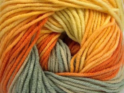 8x50gr. LORENA PRINT Akrilik, Pamuk Turuncu, Sarı, Altın, Haki Yazlık İplikler, Pamuk, Batik Desenli