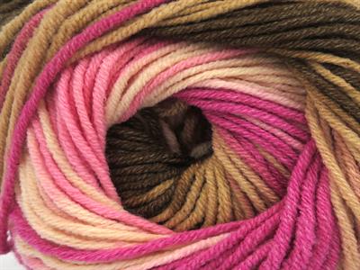 8x50gr. LORENA PRINT Akrilik, Pamuk Pembe, Kahverengi Tonları Yazlık İplikler, Pamuk, Batik Desenli