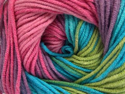 8x50gr. LORENA PRINT Akrilik, Pamuk Pembe, Leylak, Turkuaz, Yeşil Tonları Yazlık İplikler, Pamuk, Batik Desenli