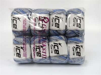 8x50gr. LORENA SPLASH Akrilik, Pamuk Mavi Tonları, Gri Tonları Yazlık İplikler, Pamuk, Batik Desenli, Akrilik