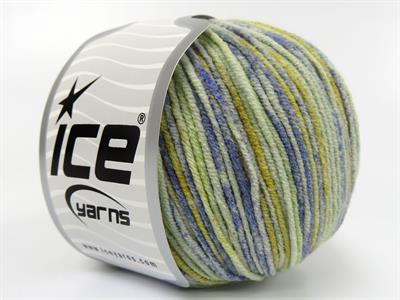 8x50gr. LORENA SPLASH Akrilik, Pamuk Mavi, Sarı, Yeşil Tonları Yazlık İplikler, Pamuk, Batik Desenli, Akrilik
