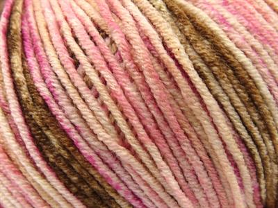 8x50gr. LORENA SPLASH Akrilik, Pamuk Kahverengi, Pembe tonları Yazlık İplikler, Pamuk, Batik Desenli, Akrilik