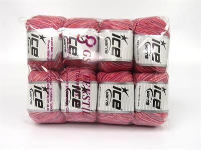 8x50gr. LORENA SPLASH Akrilik, Pamuk Altın, Bordo Tonları Yazlık İplikler, Pamuk, Batik Desenli, Akrilik