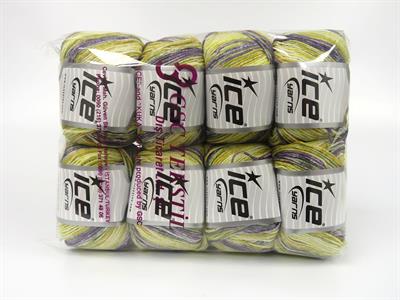 8x50gr. LORENA SPLASH Akrilik, Pamuk Yeşil Tonları, Sarı Tonları, Mor Tonları Yazlık İplikler, Pamuk, Batik Desenli, Akrilik