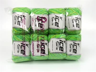 8x50gr. LORENA SPLASH Akrilik, Pamuk Yeşil Tonları, Sarı Tonları Yazlık İplikler, Pamuk, Batik Desenli, Akrilik