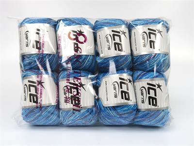 8x50gr. LORENA SPLASH Akrilik, Pamuk Maron, Mavi Tonları Yazlık İplikler, Pamuk, Batik Desenli, Akrilik