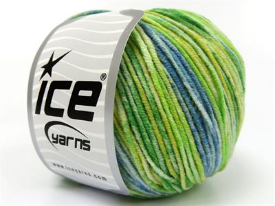 8x50gr. LORENA SPLASH Akrilik, Pamuk Sarı, Yeşil Tonları, Mavi Tonları Yazlık İplikler, Pamuk, Batik Desenli, Akrilik