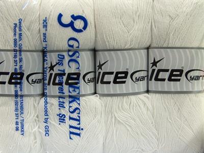 Lot of 4 x 100gr Skeins Ice Yarns LORENA SUPERFINE (55% Cotton) Yarn White
