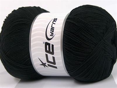 4x100gr. LORENA SUPERFINE Akrilik, Pamuk Siyah Çok İnce, Yazlık İplikler, Pamuk