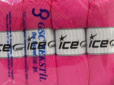 Lot of 4 x 100gr Skeins Ice Yarns LORENA SUPERFINE (55% Cotton) Yarn Dark Pink