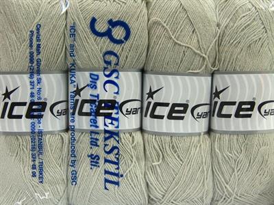 Lot of 4 x 100gr Skeins Ice Yarns LORENA SUPERFINE (55% Cotton) Yarn Light Grey