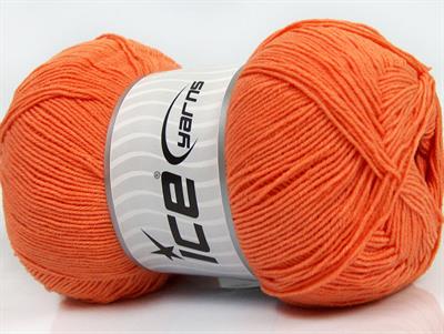 Lot of 4 x 100gr Skeins Ice Yarns LORENA SUPERFINE (55% Cotton) Yarn Light Orange