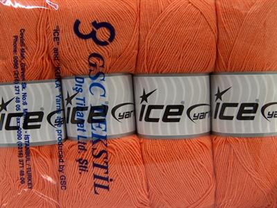Lot of 4 x 100gr Skeins Ice Yarns LORENA SUPERFINE (55% Cotton) Yarn Light Orange