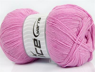 Lot of 4 x 100gr Skeins Ice Yarns LORENA SUPERFINE (55% Cotton) Yarn Pink