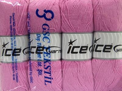 Lot of 4 x 100gr Skeins Ice Yarns LORENA SUPERFINE (55% Cotton) Yarn Pink