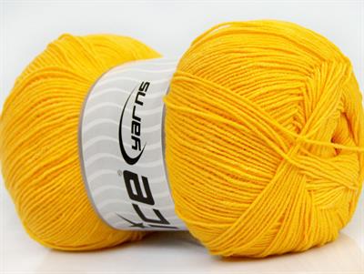 Lot of 4 x 100gr Skeins Ice Yarns LORENA SUPERFINE (55% Cotton) Yarn Yellow