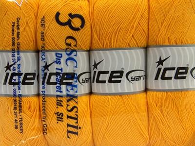 Lot of 4 x 100gr Skeins Ice Yarns LORENA SUPERFINE (55% Cotton) Yarn Yellow