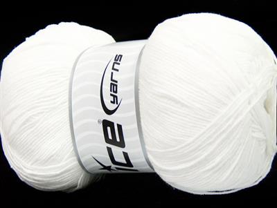 Lot of 4 x 100gr Skeins Ice Yarns LORENA SUPERFINE (55% Cotton) Yarn White