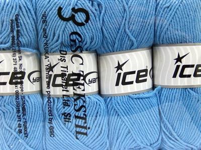 4x100gr. LORENA WORSTED Akrilik, Pamuk Bebe Mavisi Yazlık İplikler, Pamuk, Worsted