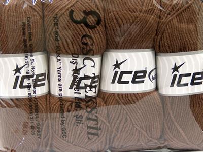 4x100gr. LORENA WORSTED Akrilik, Pamuk Kahverengi Yazlık İplikler, Pamuk, Worsted