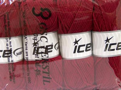 4x100gr. LORENA WORSTED Akrilik, Pamuk Bordo Yazlık İplikler, Pamuk, Worsted