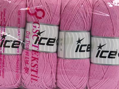 4x100gr. LORENA WORSTED Akrilik, Pamuk Şeker pembe Yazlık İplikler, Pamuk, Worsted