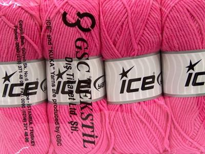 4x100gr. LORENA WORSTED Akrilik, Pamuk Şeker pembe Yazlık İplikler, Pamuk, Worsted