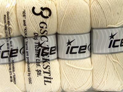 4x100gr. LORENA WORSTED Akrilik, Pamuk Krem Yazlık İplikler, Pamuk, Worsted