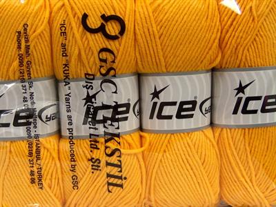 4x100gr. LORENA WORSTED Akrilik, Pamuk Koyu sarı Yazlık İplikler, Pamuk, Worsted