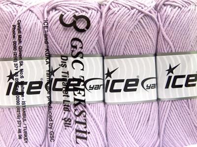 4x100gr. LORENA WORSTED Akrilik, Pamuk Açık Lila Yazlık İplikler, Pamuk, Worsted