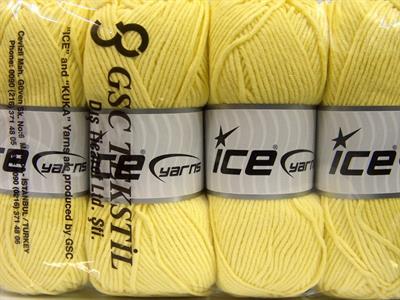 4x100gr. LORENA WORSTED Akrilik, Pamuk Açık Sarı Yazlık İplikler, Pamuk, Worsted