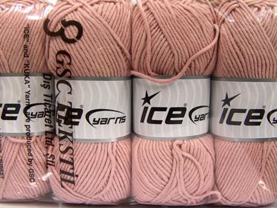 4x100gr. LORENA WORSTED Akrilik, Pamuk Pudra Pembe Yazlık İplikler, Pamuk, Worsted