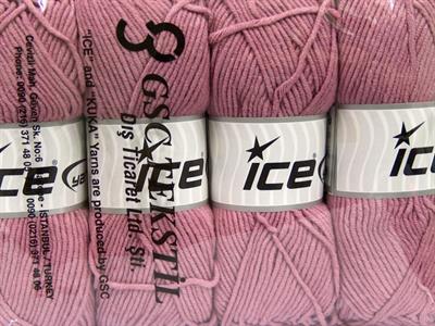 4x100gr. LORENA WORSTED Akrilik, Pamuk Gül pembe Yazlık İplikler, Pamuk, Worsted