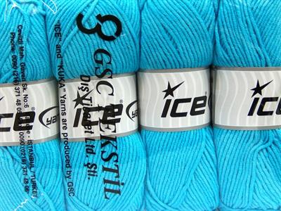 4x100gr. LORENA WORSTED Akrilik, Pamuk Turkuaz Yazlık İplikler, Pamuk, Worsted