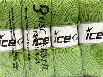 4x100gr. LORENA WORSTED Akrilik, Pamuk Yeşil Yazlık İplikler, Pamuk, Worsted