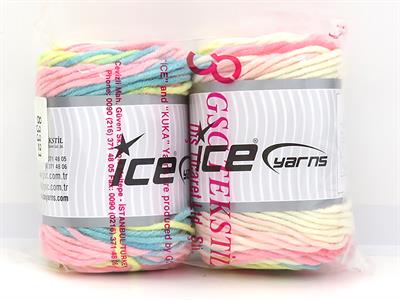 Lot of 2 x 100gr Skeins Ice Yarns Wool Superbulky Batik Yarns MIXED LOT (25% Wool) Yarn Multicolor
