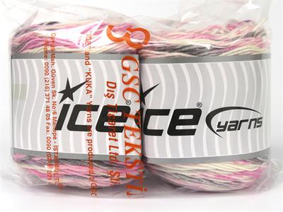 Lot of 2 x 140gr Skeins Ice Yarns CAKES ANTIPILLING SPRAY Yarn Pink Shades Cream Grey