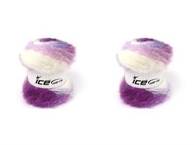 2x150gr. BELLA MOHAIR Tiftik, Akrilik Ekru, Mor Tonları Kışlık, Yün, Tiftik, Batik Desenli, Worsted