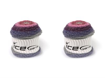Lot of 2 x 150gr Skeins Ice Yarns CAKES GALAXY Yarn Light Grey Pink Shades Purple Lilac Shades
