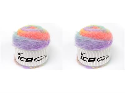 Lot of 2 x 150gr Skeins Ice Yarns CAKES FANCY MOHAIR (15% Mohair) Yarn Mint Green Yellow Light Salmon Lilac