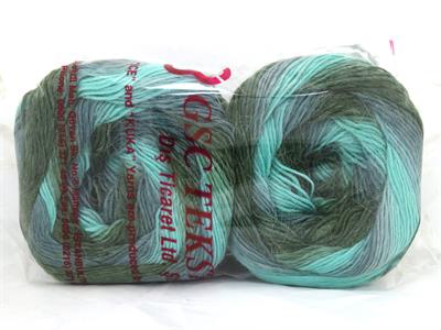 Lot of 2 x 150gr Skeins Ice Yarns CAKES ALPACA FINE (25% Alpaca) Yarn Green Shades