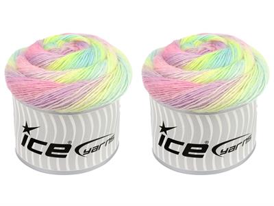Lot of 2 x 150gr Skeins Ice Yarns CAKES ALPACA FINE (25% Alpaca) Yarn Multicolor