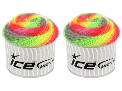Lot of 2 x 150gr Skeins Ice Yarns CAKES ALPACA FINE (25% Alpaca) Yarn Multicolor