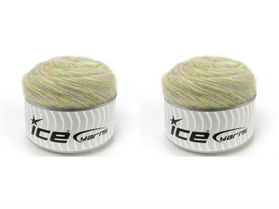 Lot of 2 x 150gr Skeins Ice Yarns CAKES TOMMY WOOL (10% Wool) Yarn Light Lilac Light Salmon Green Shades
