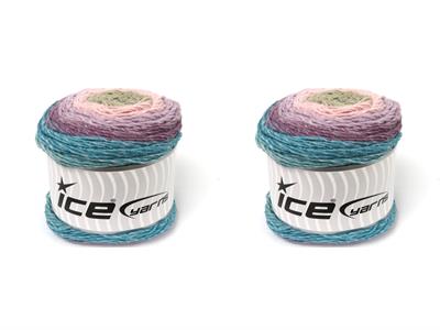 Lot of 2 x 150gr Skeins Ice Yarns CAKES GALAXY Yarn Light Camel Pink Lilac Shades Turquoise Shades