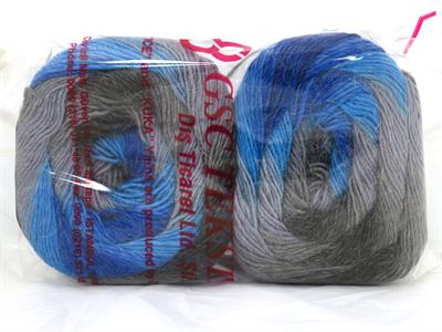 Lot of 2 x 150gr Skeins Ice Yarns CAKES ALPACA FINE (25% Alpaca) Yarn Blue Shades Grey Shades