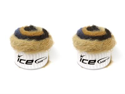 Lot of 2 x 150gr Skeins Ice Yarns CAKES FANCY MOHAIR (15% Mohair) Yarn Jeans Blue Brown Shades