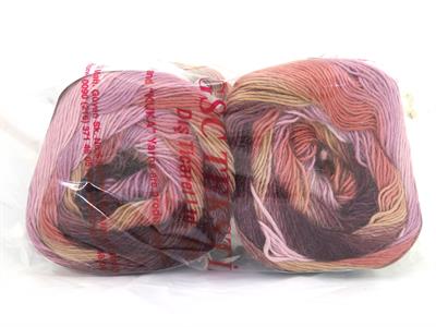Lot of 2 x 150gr Skeins Ice Yarns CAKES ALPACA FINE (25% Alpaca) Yarn Purple Shades Salmon Shades