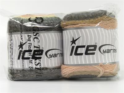 Lot of 2 x 150gr Skeins Ice Yarns CAKES GALAXY Yarn Grey Shades Mint Green Pink Cream Pink Camel